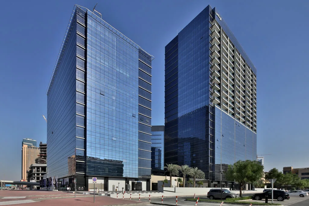 The Onyx Tower on Sheikh Zayed Road in Dubai, home of the Cigisped Middle East office